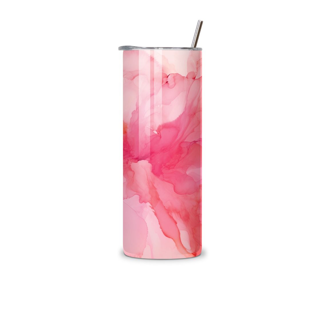 Roze tumbler met watercolorpatroon in blush-tinten – Blush Wave van Studio DSigns.
