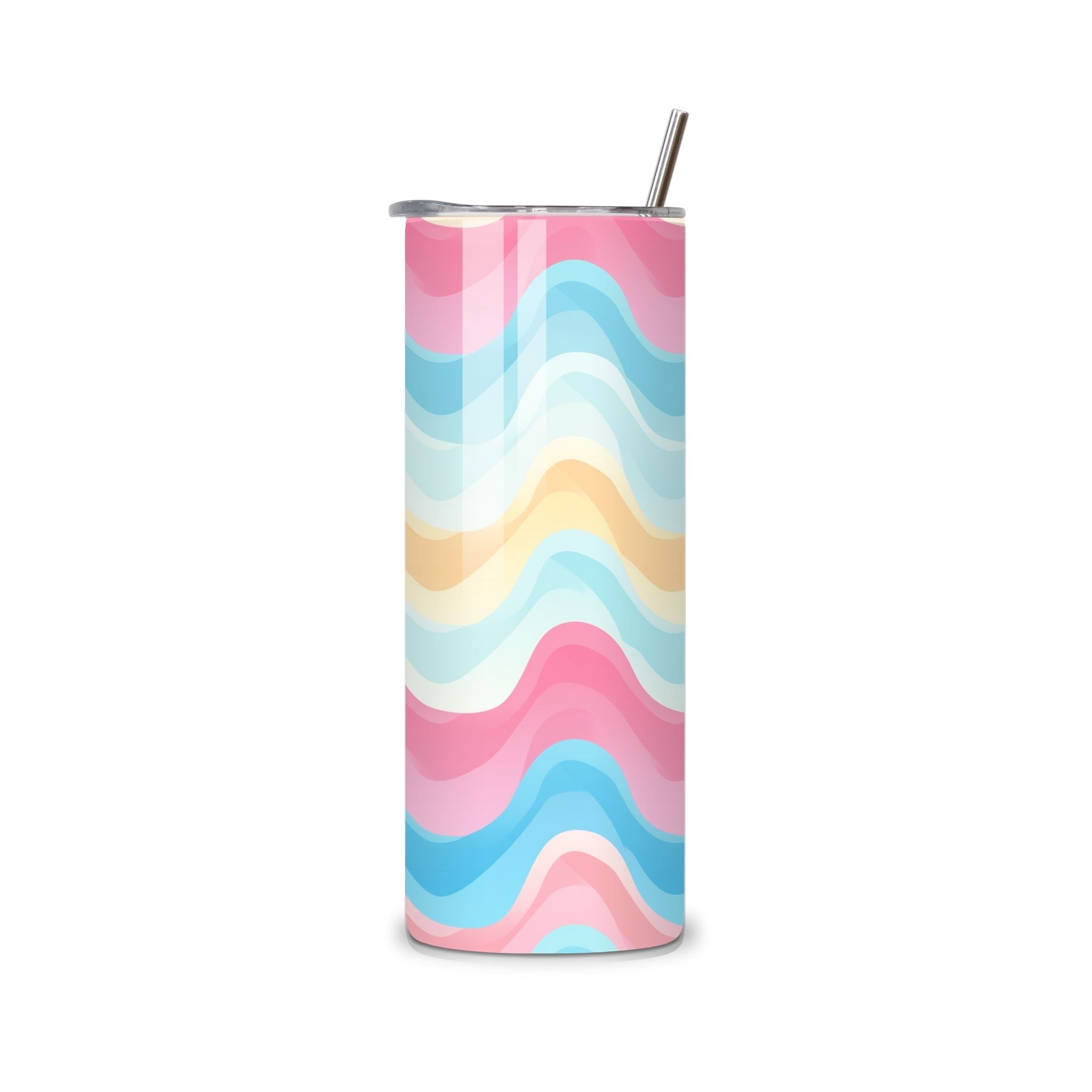 RVS tumbler met zacht pastel lijnpatroon met warme accenten – Studio DSigns