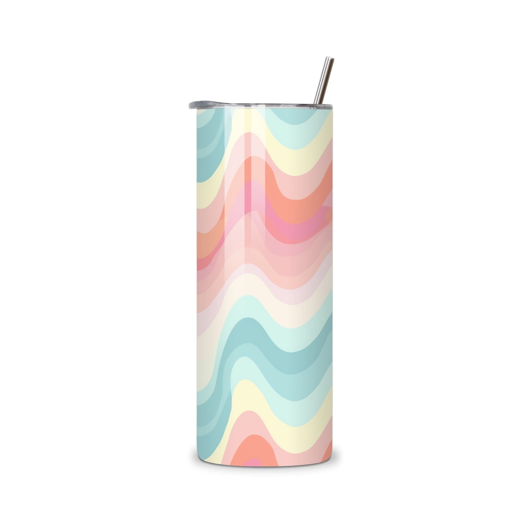 RVS tumbler met golvend lijnenspel in zachte pasteltinten – Linea Flow | Studio DSigns