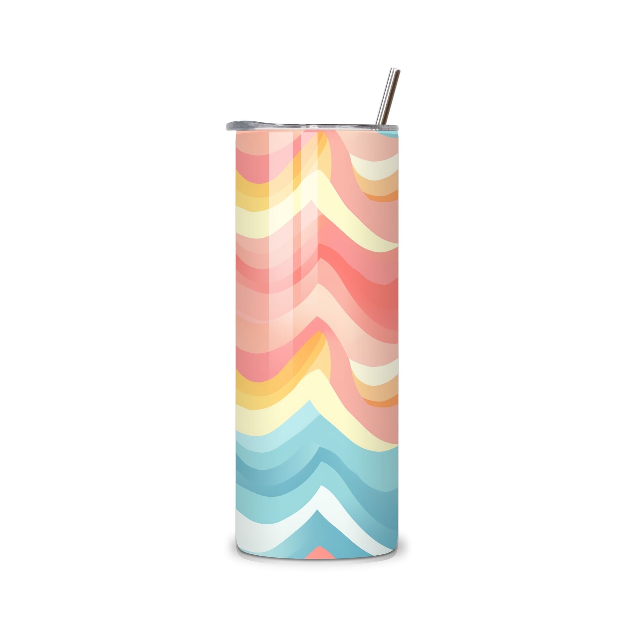 RVS tumbler met gelaagd lijnenspel in zachte pastelkleuren – Linea Glow | Studio DSigns