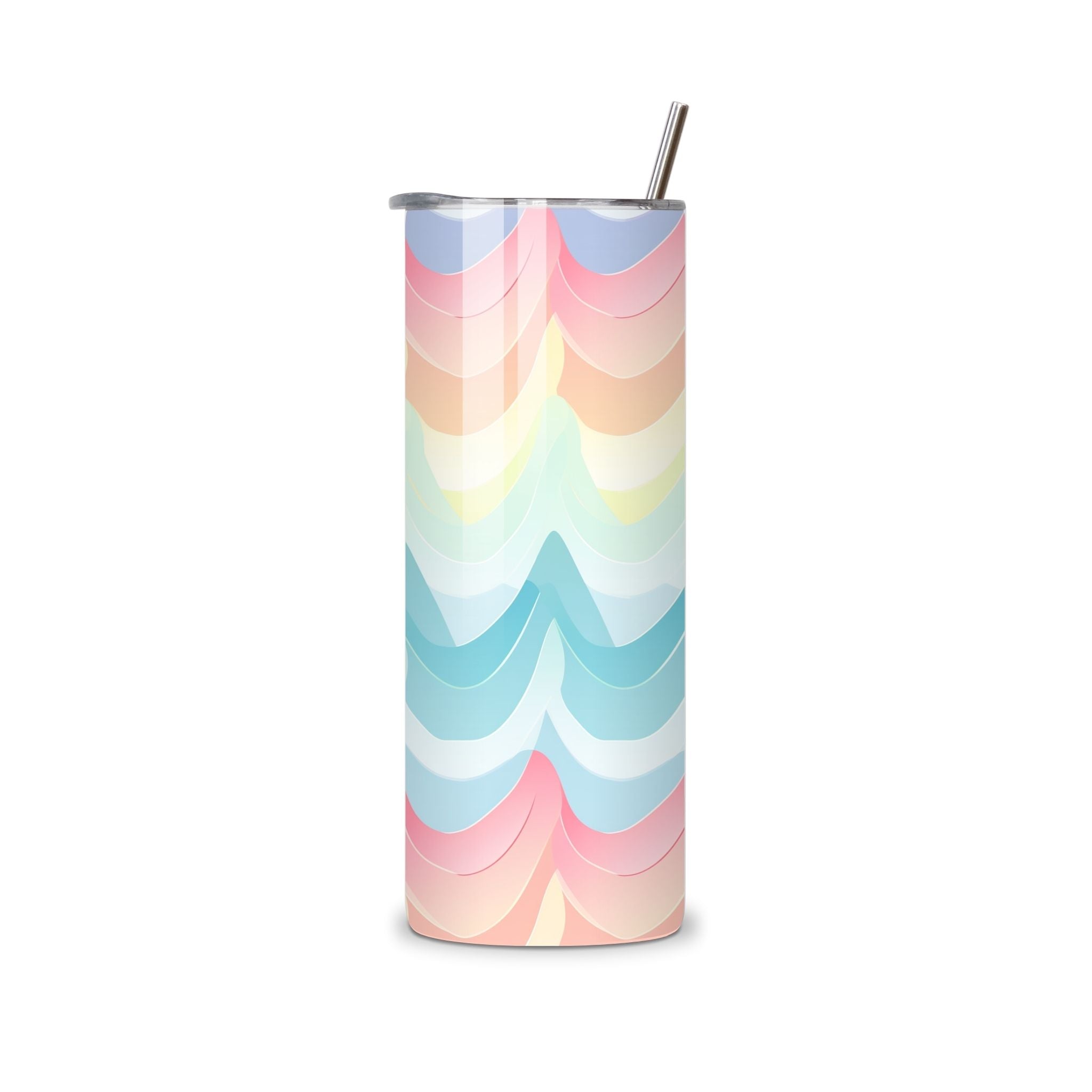 RVS tumbler met vloeiend pastel lijnpatroon met opwaartse vormen – Studio DSigns