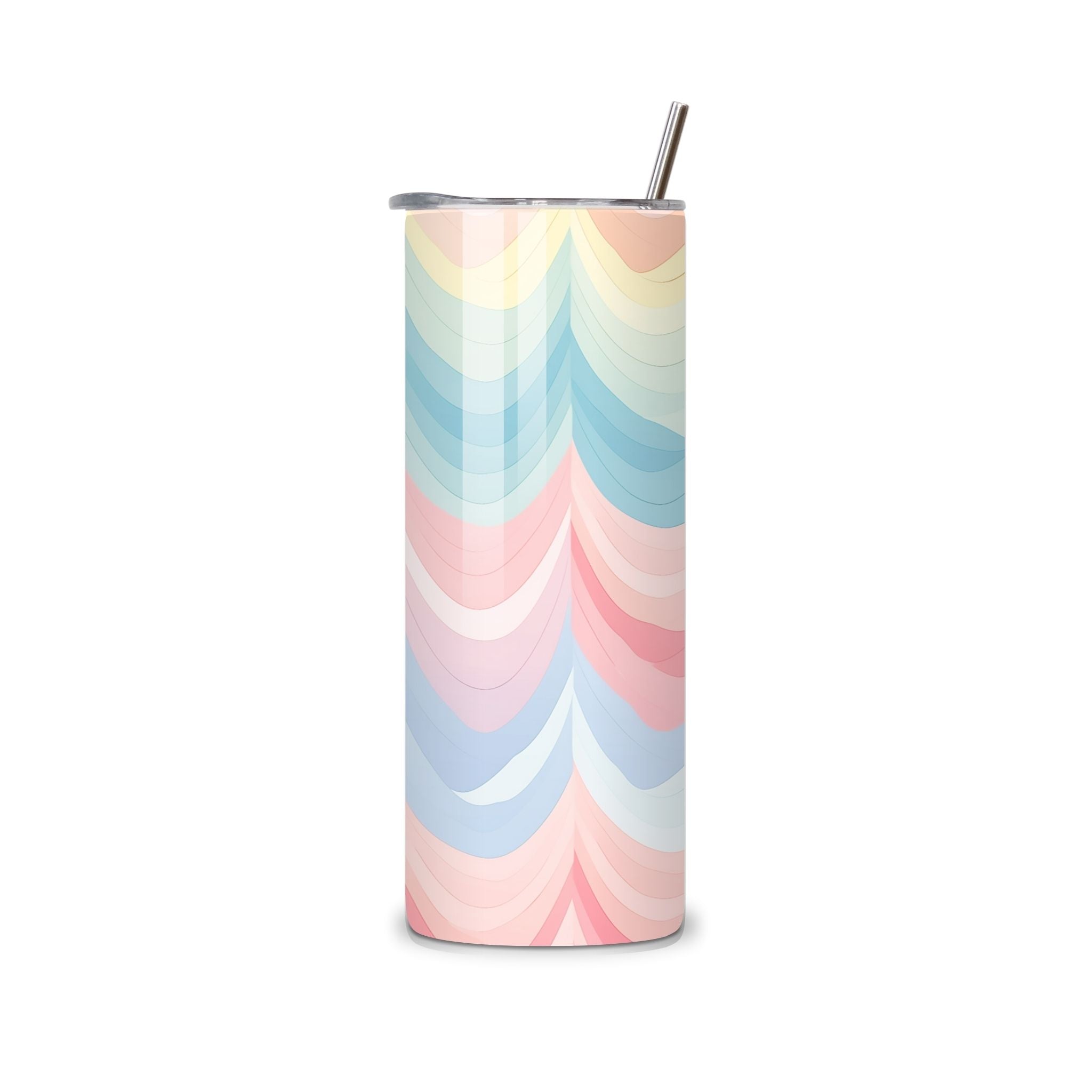 RVS tumbler met licht pastel lijnpatroon in frisse tinten – Studio DSigns